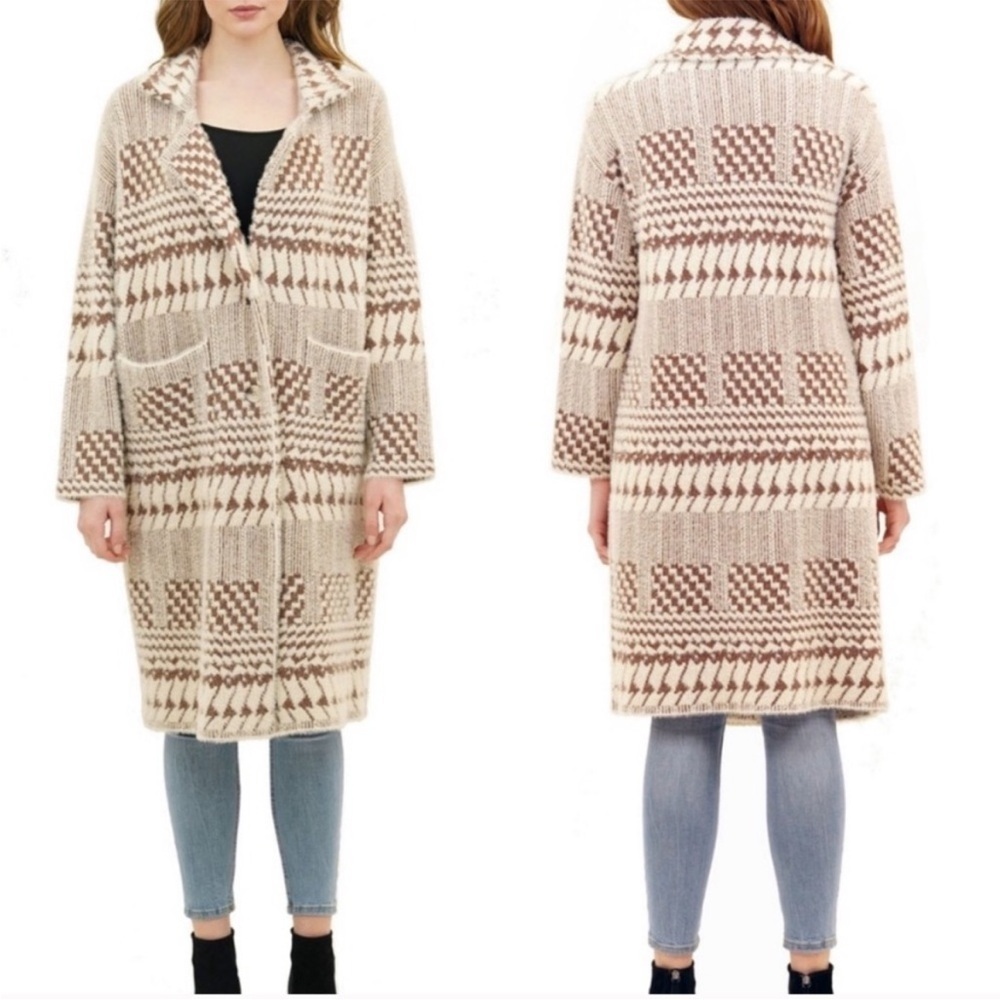 Love Token NWT Zendaya Below The Knee Duster Sweater Coat L Cabincore Lodge Cozy